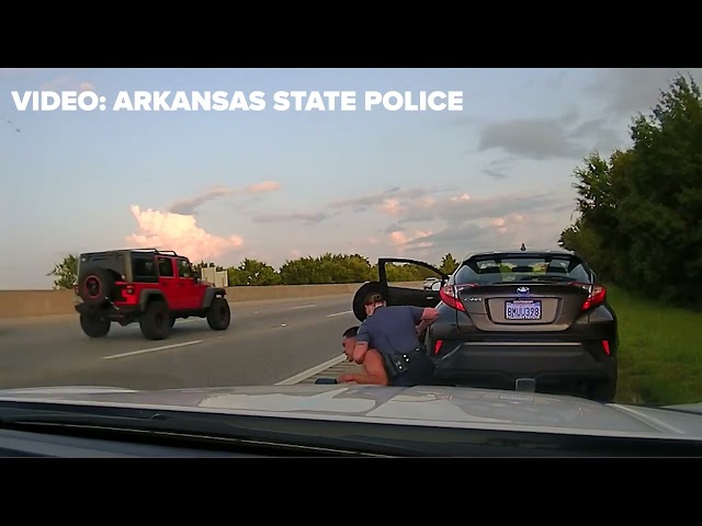 ⁣Dash cam footage released of Arkansas traffic stop that ended in shooting