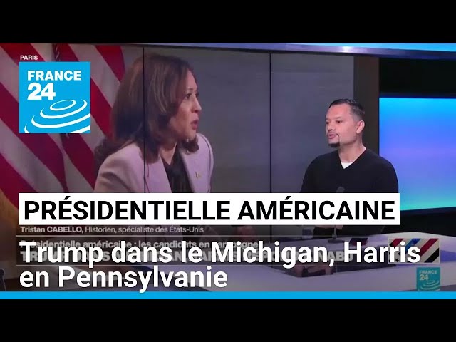 ⁣Présidentielle américaine : Trump dans le Michigan, Harris en Pennsylvanie • FRANCE 24