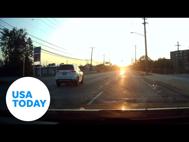 ⁣Watch: Unexpected driver swerves across lanes | USA TODAY