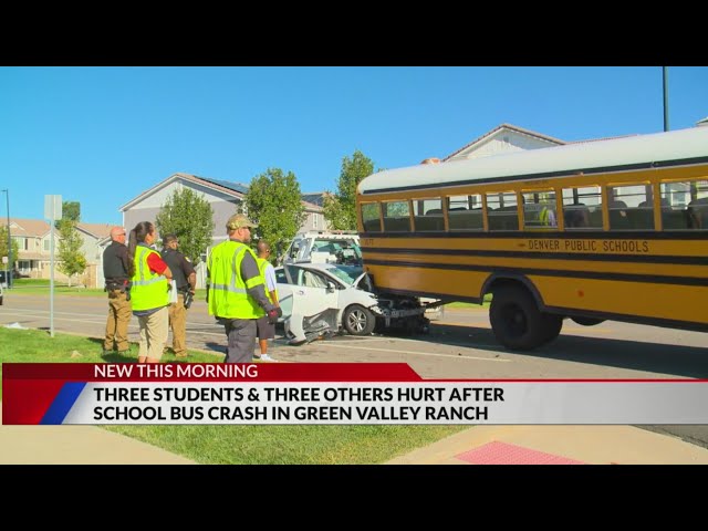 ⁣6 injured in crash involving school bus in Denver