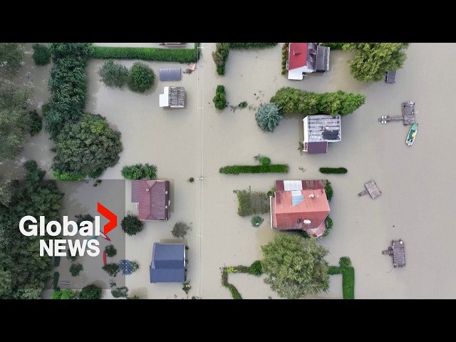 ⁣Central Europe floods: Towns under water as residents fortify riverbanks to save what's left