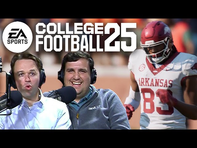 ⁣Meteorologist vs Sports Anchor showdown! Arkansas at Auburn on PS5 EA Sports College Football