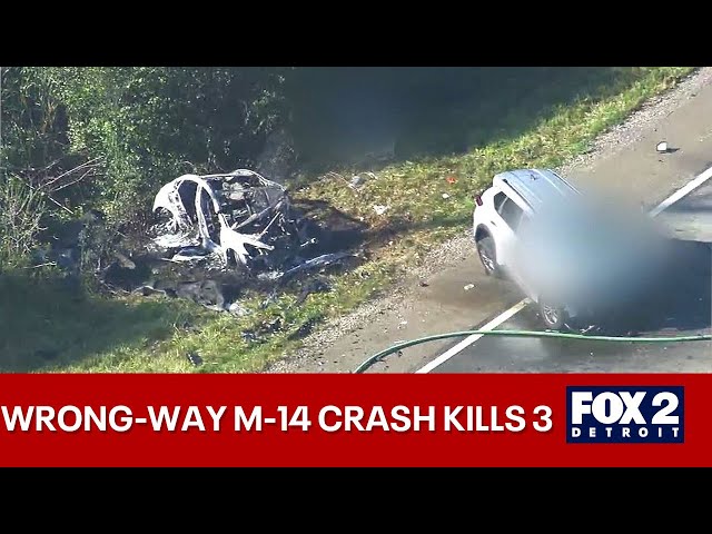 ⁣Wrong-way crash on M-14 kills 3 in Salem Township