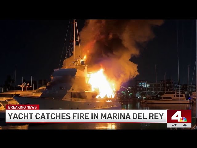 ⁣Yacht catches fire in Marina del Rey