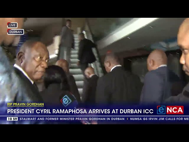 ⁣Cyril Ramaphosa arrives Pravin Gordhan's special official funeral