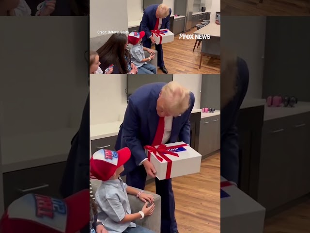 ⁣Trump surprises 8-year-old boy fighting rare brain disorder with special birthday gift before rally