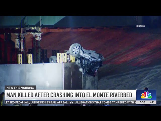 ⁣Man killed in crash into El Monte riverbed