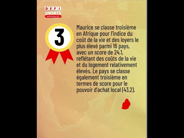 ⁣Indice du coût de la vie et des loyers : Maurice se classe à la 3e place parmi 16 pays africains