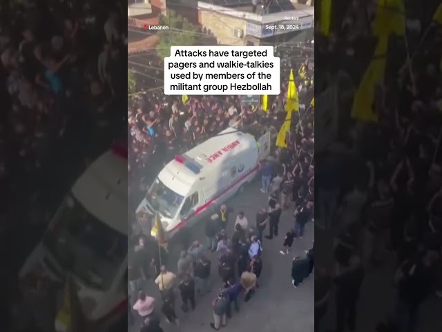 ⁣An explosion causes panic at a funeral in Lebanon