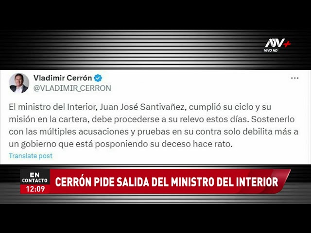 ⁣Vladimir Cerrón pide la salida del ministro del Interior desde la clandestinidad