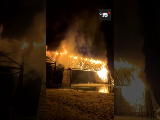 ⁣Historic BC bridge destroyed by fire and collapses #Kamloops