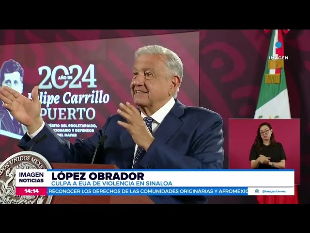 ⁣López Obrador culpa a Estado Unidos de la violencia que se vive en Culiacán