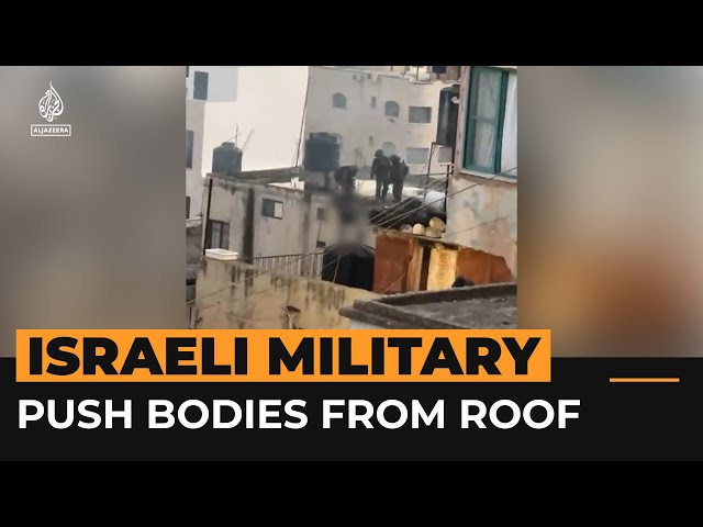 ⁣Video captures Israeli soldiers pushing dead bodies from roof | AJ #Shorts