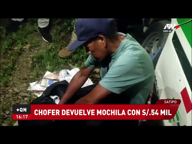 ⁣Satipo: Chofer devuelve mochila con S/54 mil a agricultor que lo olvidó en su vehículo