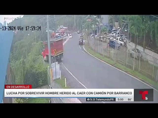 ⁣Lucha por su vida camionero que cayó por risco en Barranquitas