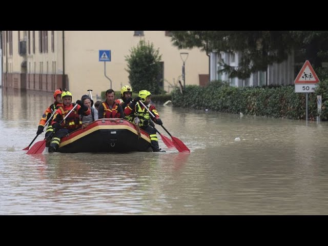 ⁣Hundreds evacuated from northern Italy as extreme weather continues to impact Europe