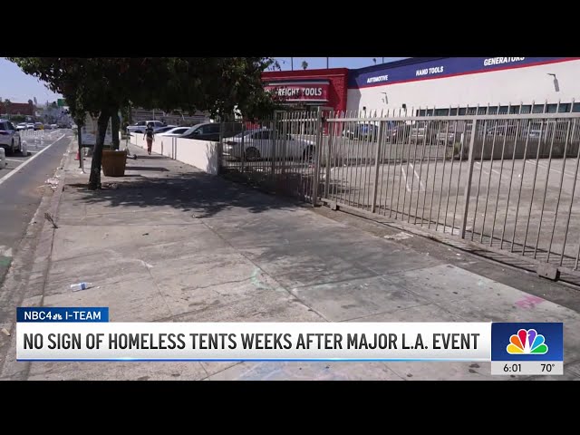 ⁣No signs of homeless tents weeks after major Los Angeles events