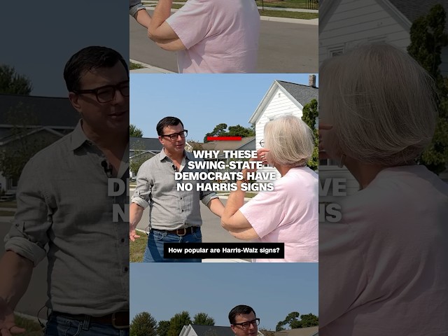 ⁣Hear why Democrats in Trump country say they've run out of Harris signs