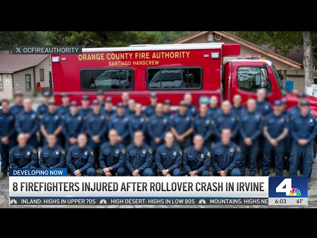 8 firefighters injured in Irvine rollover crash