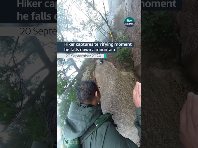 ⁣Yang Meng captured the moment on his 360-degree camera and he was not badly injured #itvnews #hiking