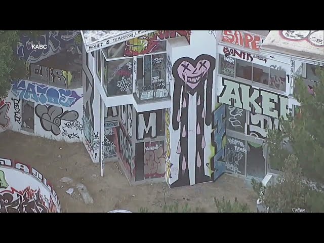 ⁣Abandoned Hollywood Hills mansion covered in graffiti, taken over by taggers and squatters