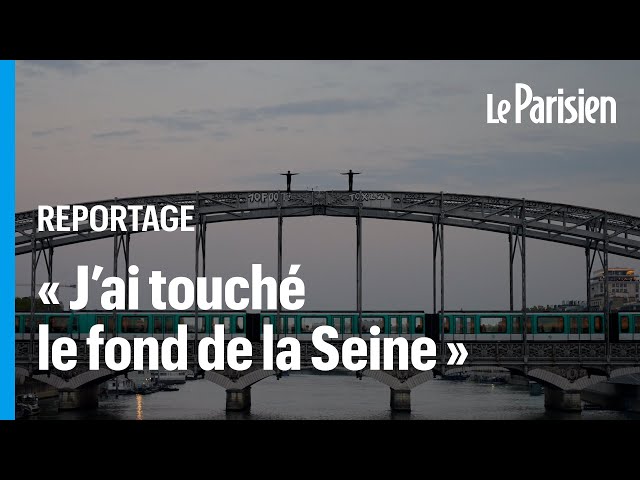 ⁣Deux plongeurs olympiques sautent du viaduc d'Austerlitz à Paris