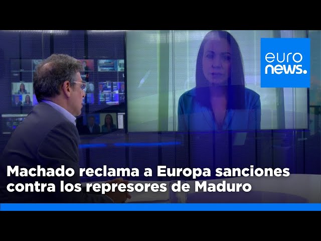 ⁣María Corina Machado reclama en 'Euronews' que Europa sancione a los represores del régime