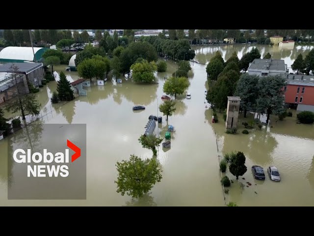 Italy floods: Drone video captures devastating aftermath, helicopter rooftop rescues