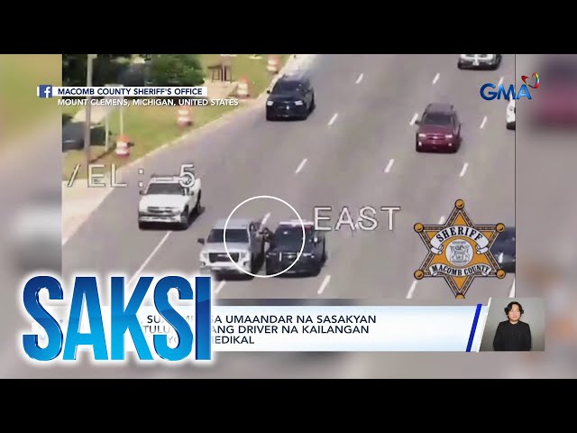 Pulis, sumampa sa umaandar na sasakyan para tulungan ang driver na kailangan ng... | Saksi