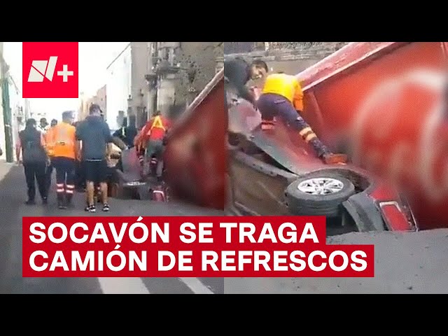 ⁣Una camioneta y un camión caen en socavón gigante - N+