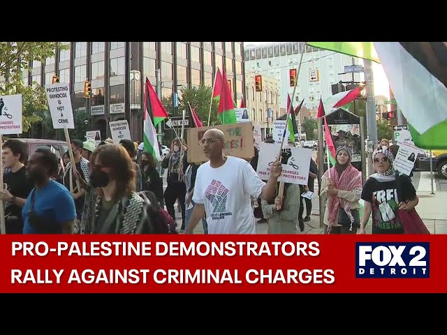 ⁣Pro-Palestinian demonstrators march on Ann Arbor against criminal charges from attorney general