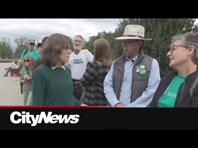 BC Green Party Leader Sonia Furstenau appears at UBCM, Climate Strike Coalition rally