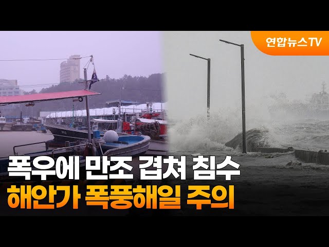 ⁣폭우에 만조 겹쳐 침수…해안가 폭풍해일 주의 / 연합뉴스TV (YonhapnewsTV)