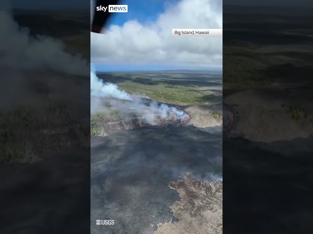 ⁣Lava appears near erupting Hawaiian volcano