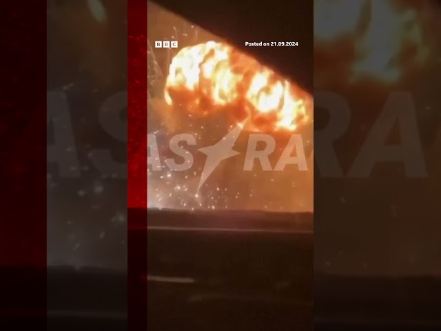 Huge explosion at arms depot near Tikhoretsk in Russia after Ukraine drone attack. #Russia #BBCNews