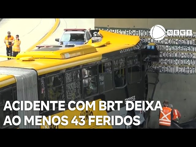 Acidente com BRT deixa ao menos 43 feridos no Rio de Janeiro