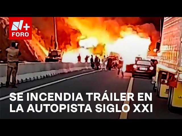 ⁣Se incendia tráiler en Autopista Siglo 21, Michoacán - Las Noticias