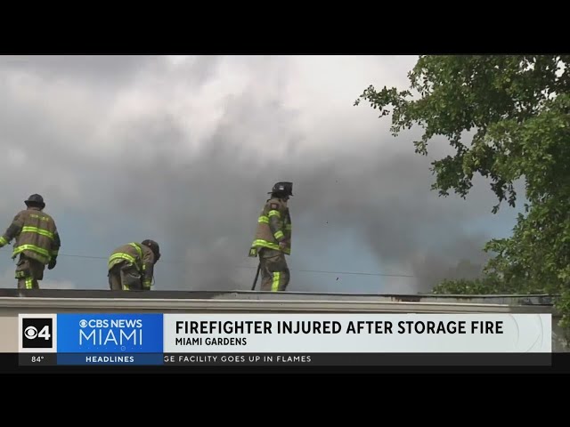 ⁣Firefighter injured after Miami Gardens storage facility blaze