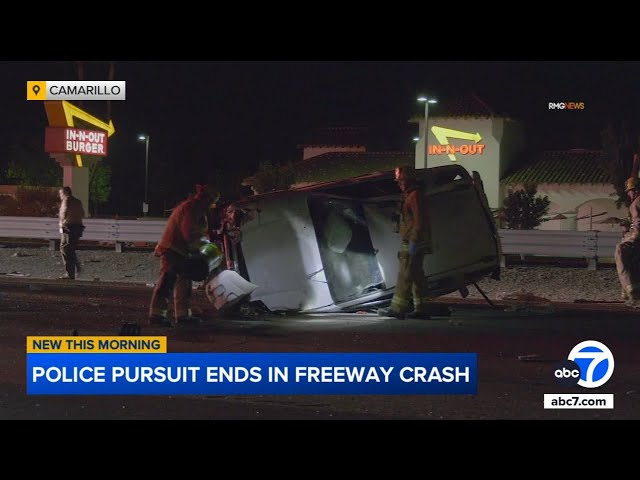 Chase ends in rollover crash on 101 Freeway in Camarillo