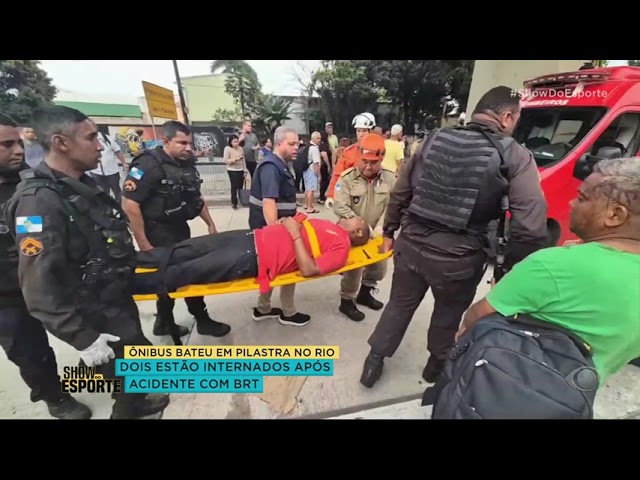 ⁣Duas pessoas continuam internadas após acidente com BRT no Rio