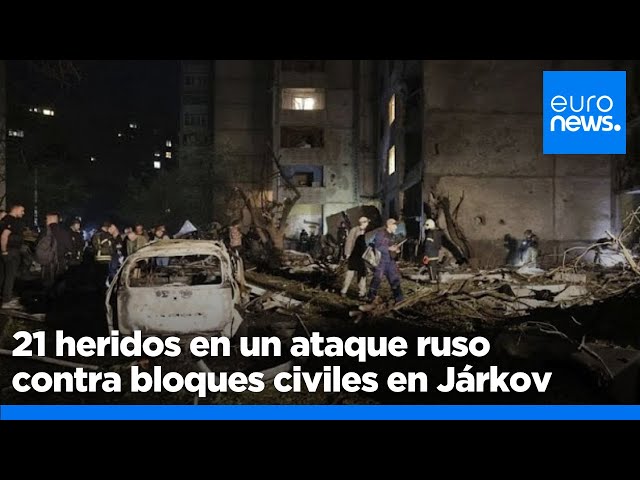 ⁣Un ataque aéreo ruso contra un bloque de apartamentos deja 21 heridos en Járkov