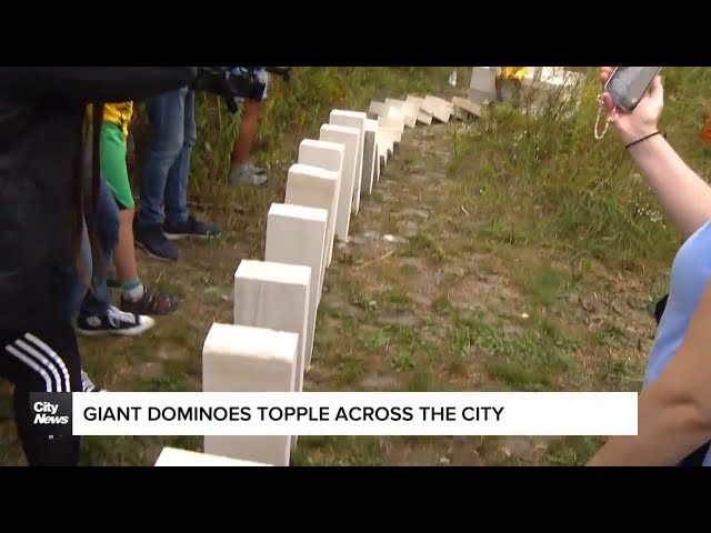 ⁣8,000 giant dominos knocked down in Toronto