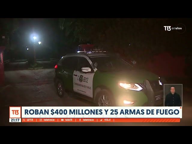 Delincuentes roban $400 millones y 25 armas de fuego en Colina