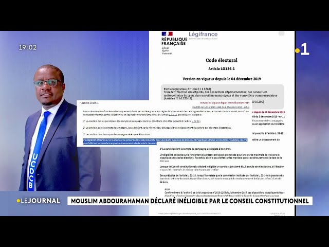 ⁣Mouslim Abdourahaman déclaré inéligible par le conseil constitutionnel