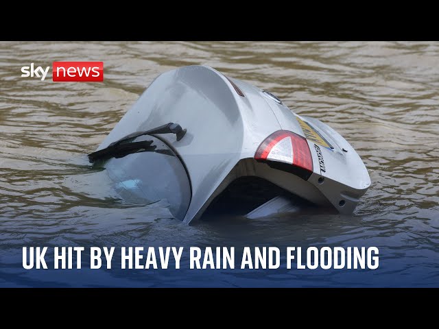 ⁣Flood warnings after heavy rain hits the UK