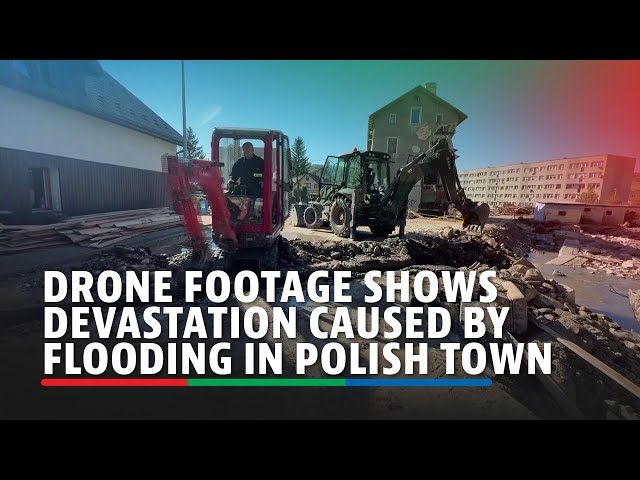 ⁣Drone footage shows devastation caused by flooding in Polish town | ABS-CBN News