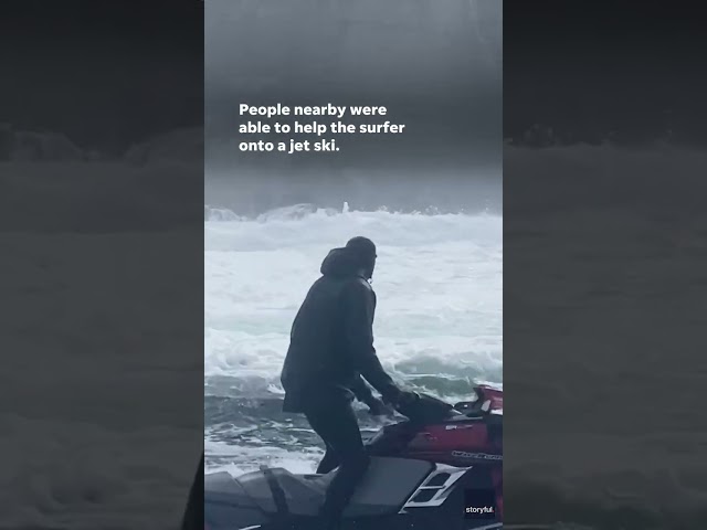 ⁣Surfer "amazed" to be alive after a scary wipeout riding massive wave #Shorts