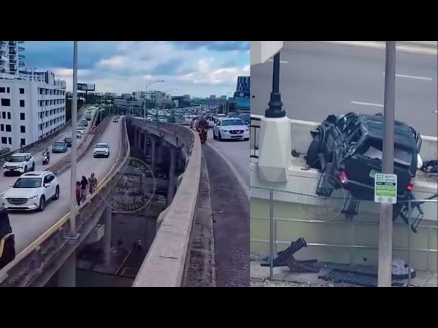 ⁣Auto Cae de un Puente en la I-95 de Miami: Ocupantes Resultan Ilesos