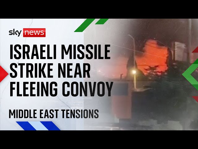 ⁣Sky News witnesses Israeli missile strike near convoy of fleeing civilians