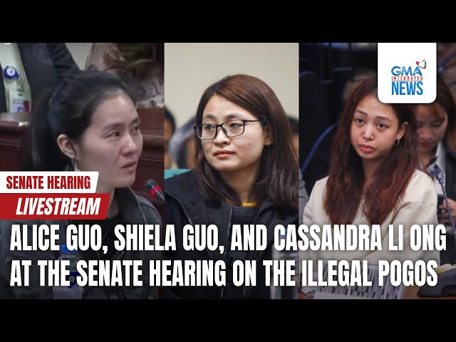 ⁣GMA Integrated News Live: Alice Guo, Shiela Guo, and Cassandra Li Ong at the Senate hearing on...